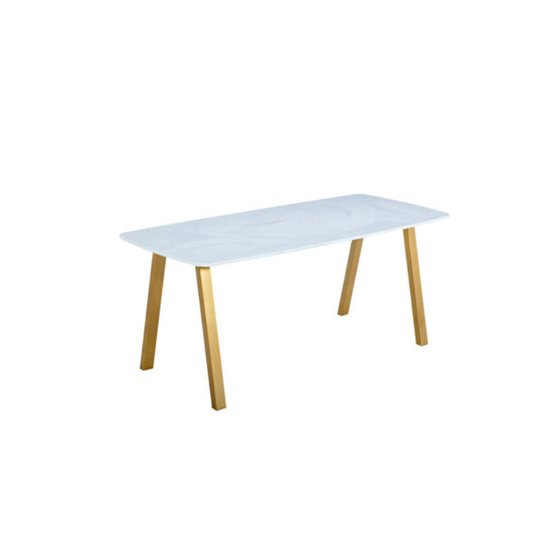Rectangle Golden Base Dining Table Glam Faux Marble Table for Kitchen