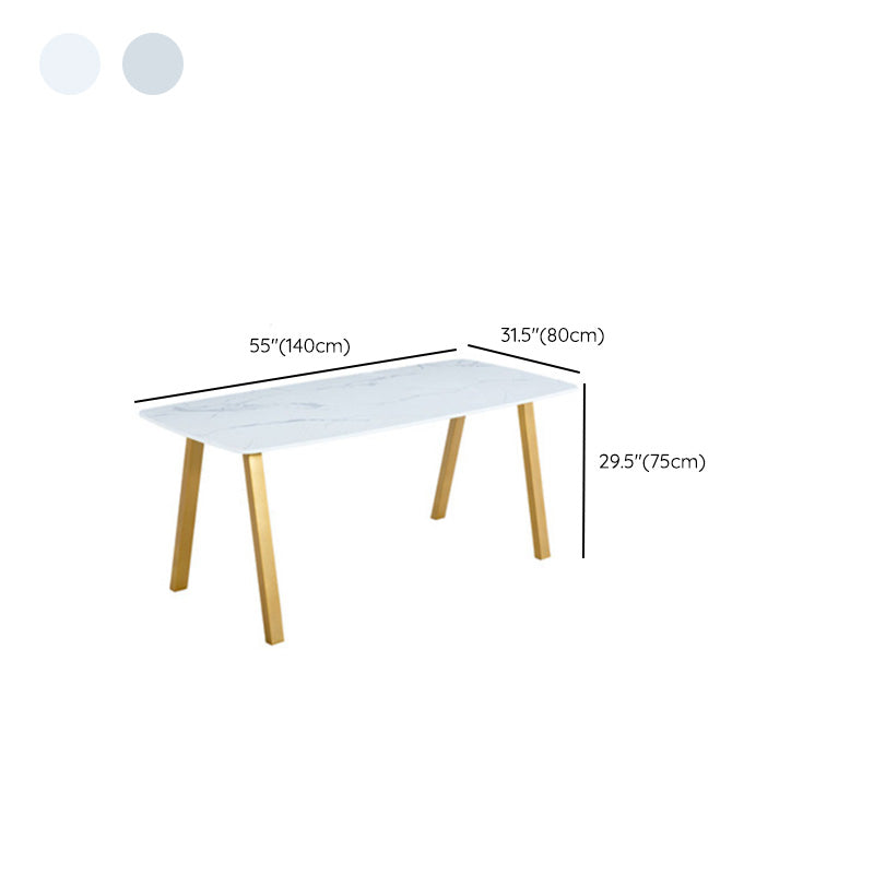 Rectangle Golden Base Dining Table Glam Faux Marble Table for Kitchen