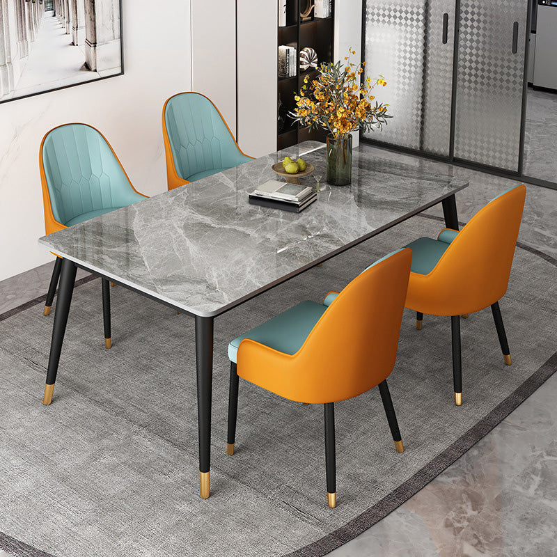 Rectangle Black Base Dining Table Modern Stone Table for Dining Room Use