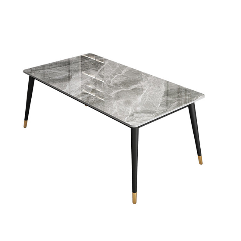 Rectangle Black Base Dining Table Modern Stone Table for Dining Room Use