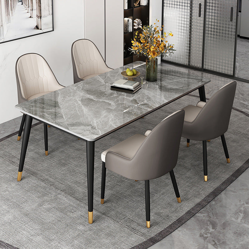 Rectangle Black Base Dining Table Modern Stone Table for Dining Room Use