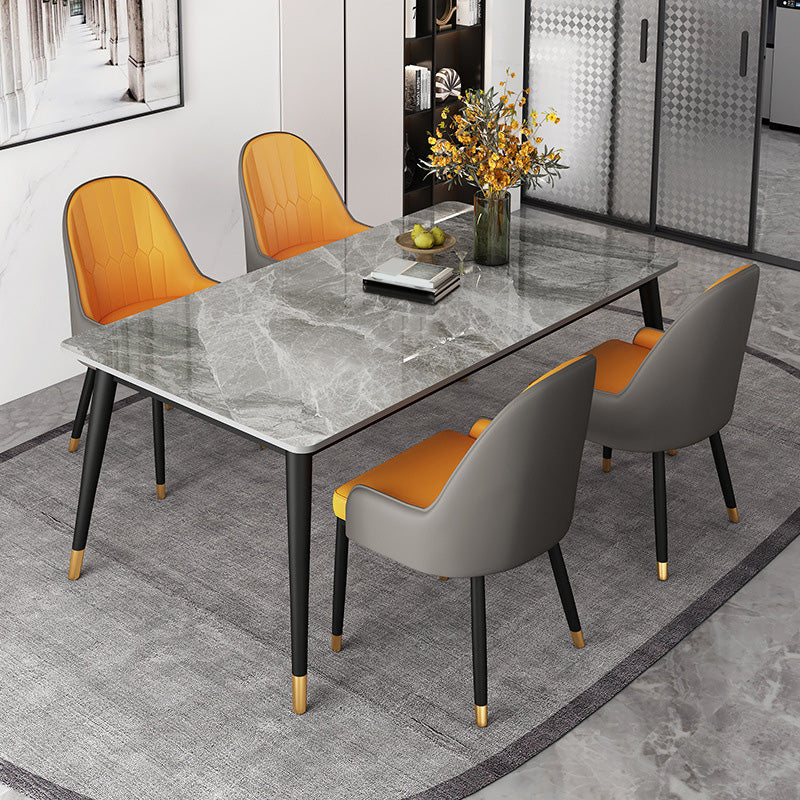 Rectangle Black Base Dining Table Modern Stone Table for Dining Room Use