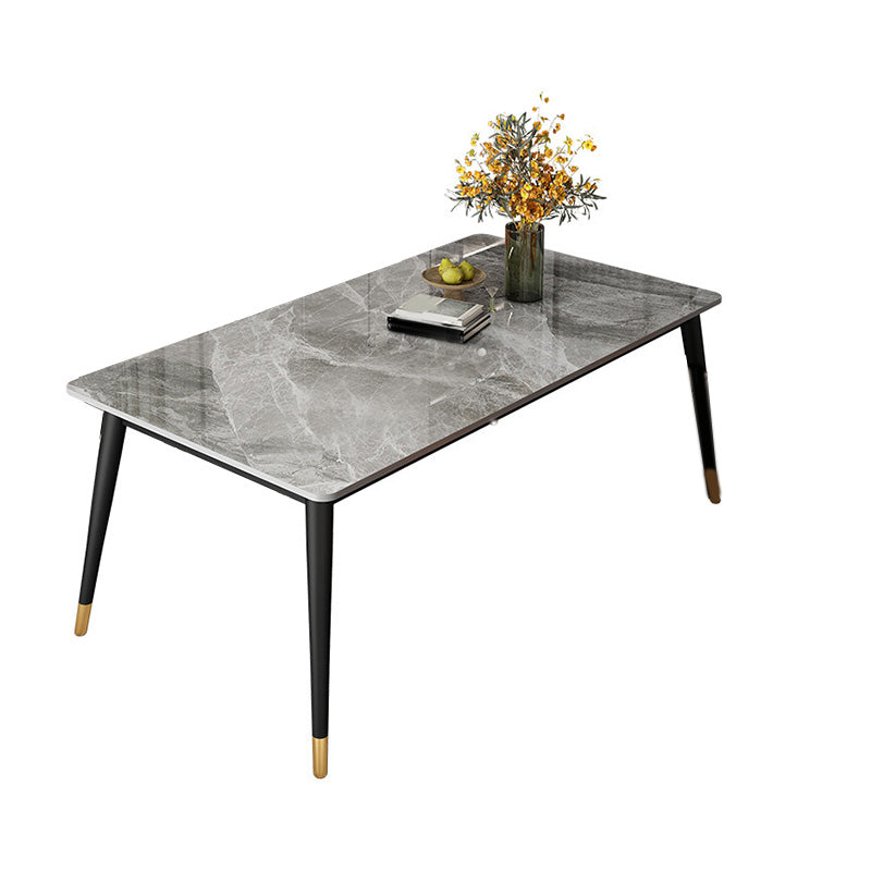 Rectangle Black Base Dining Table Modern Stone Table for Dining Room Use