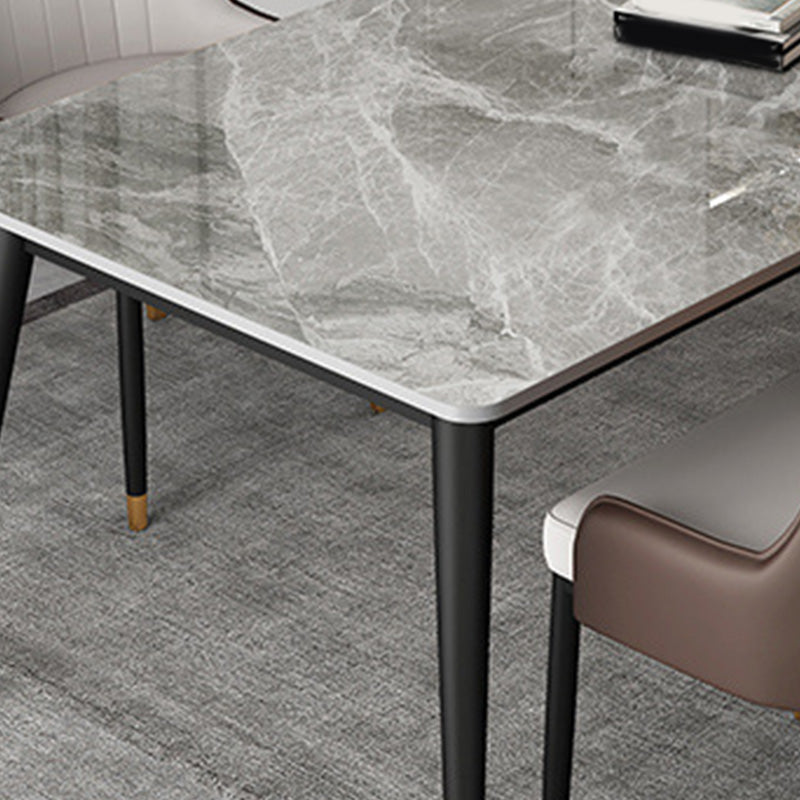 Rectangle Black Base Dining Table Modern Stone Table for Dining Room Use
