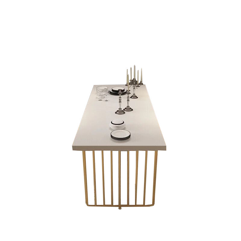 Rectangle Golden Base Dining Table Modern Wood Table for Dining Room