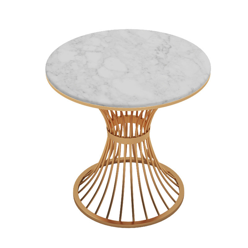 Round Golden Base Dining Table Glam Faux Marble Table for Home