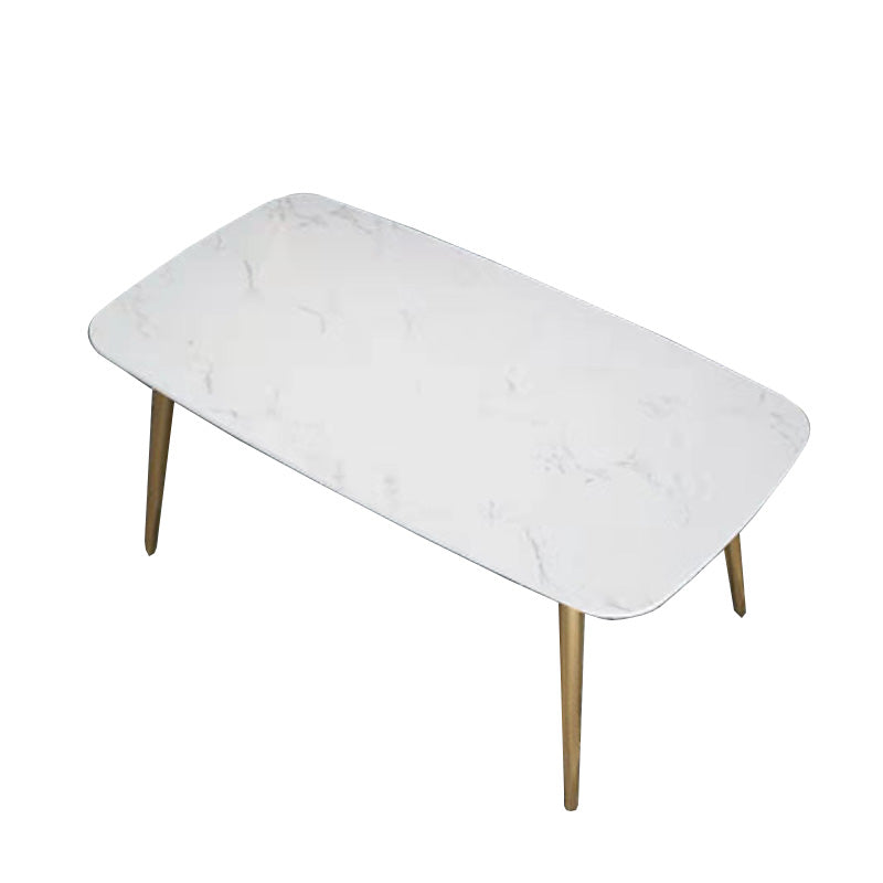 Traditional Luxury Rectangle Dining Table White Faux Marble Top Table for Home