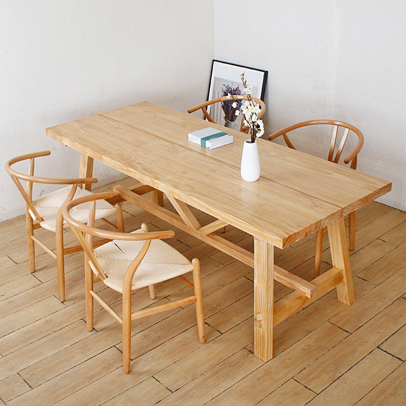 Rectangle Trestle Dining Table Modern Wood Table for Dining Room Kitchen