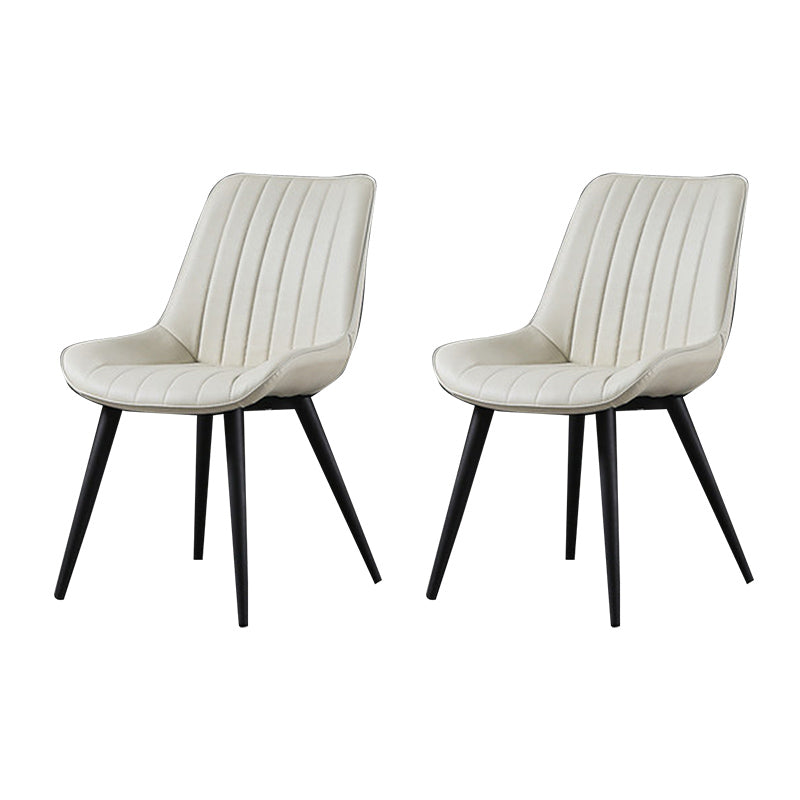 Industrial Style Faux Leather Chair Armless Side Chairs with Metal Legs for Kitchen