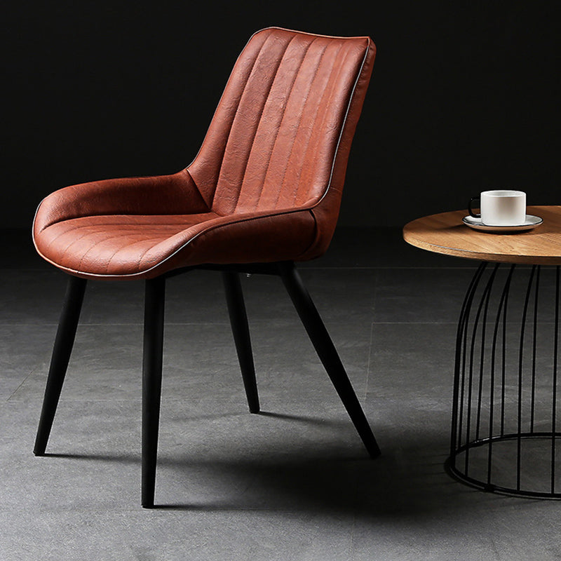 Industrial Style Faux Leather Chair Armless Side Chairs with Metal Legs for Kitchen