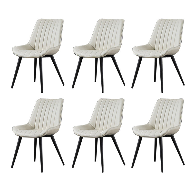 Industrial Style Faux Leather Chair Armless Side Chairs with Metal Legs for Kitchen