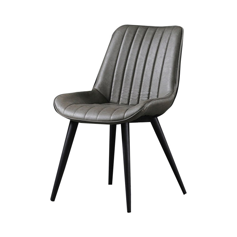 Industrial Style Faux Leather Chair Armless Side Chairs with Metal Legs for Kitchen