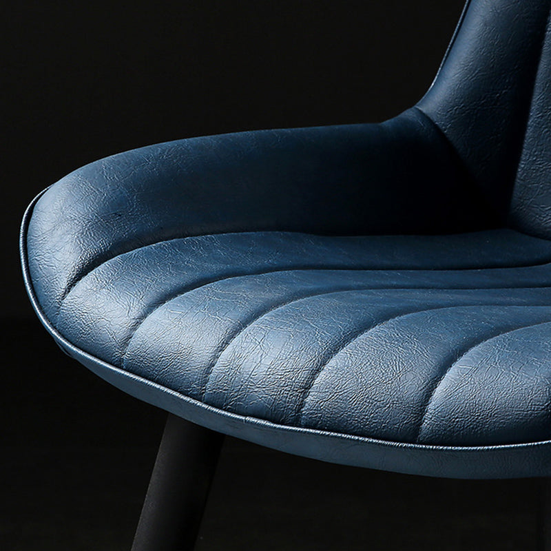 Industrial Style Faux Leather Chair Armless Side Chairs with Metal Legs for Kitchen