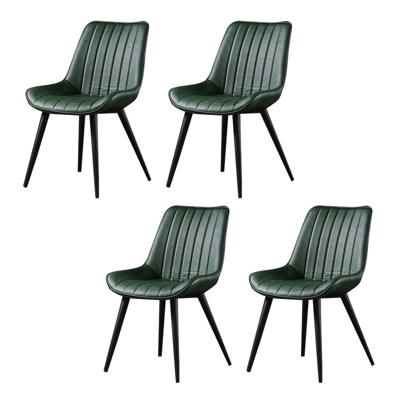 Industrial Style Faux Leather Chair Armless Side Chairs with Metal Legs for Kitchen