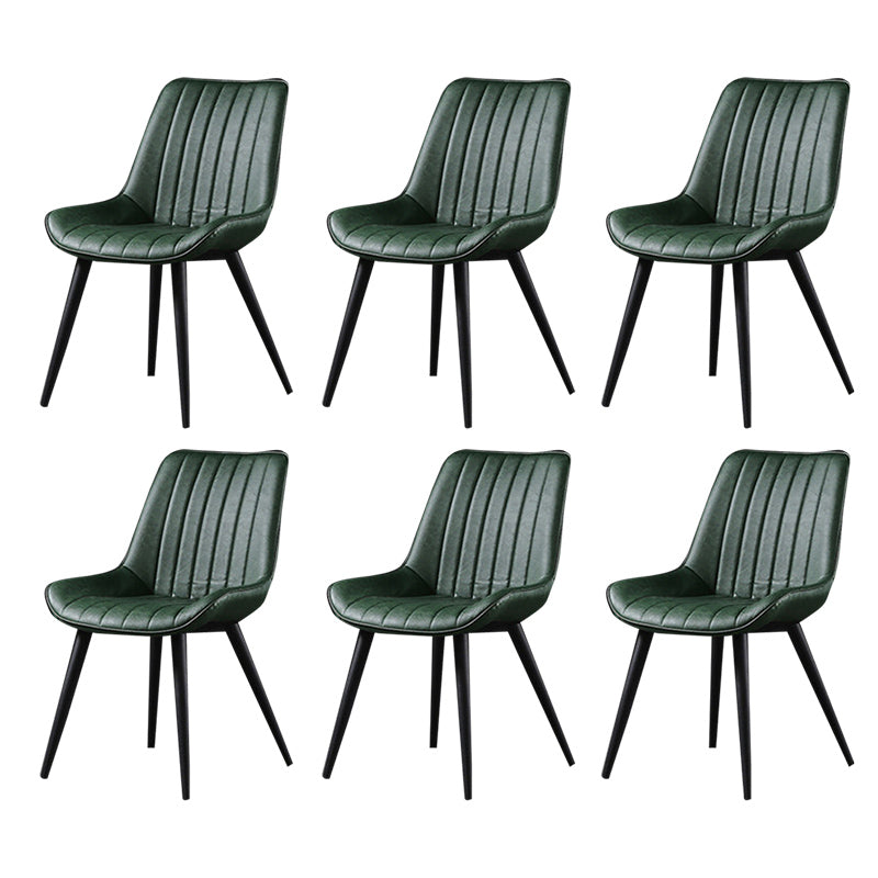 Industrial Style Faux Leather Chair Armless Side Chairs with Metal Legs for Kitchen