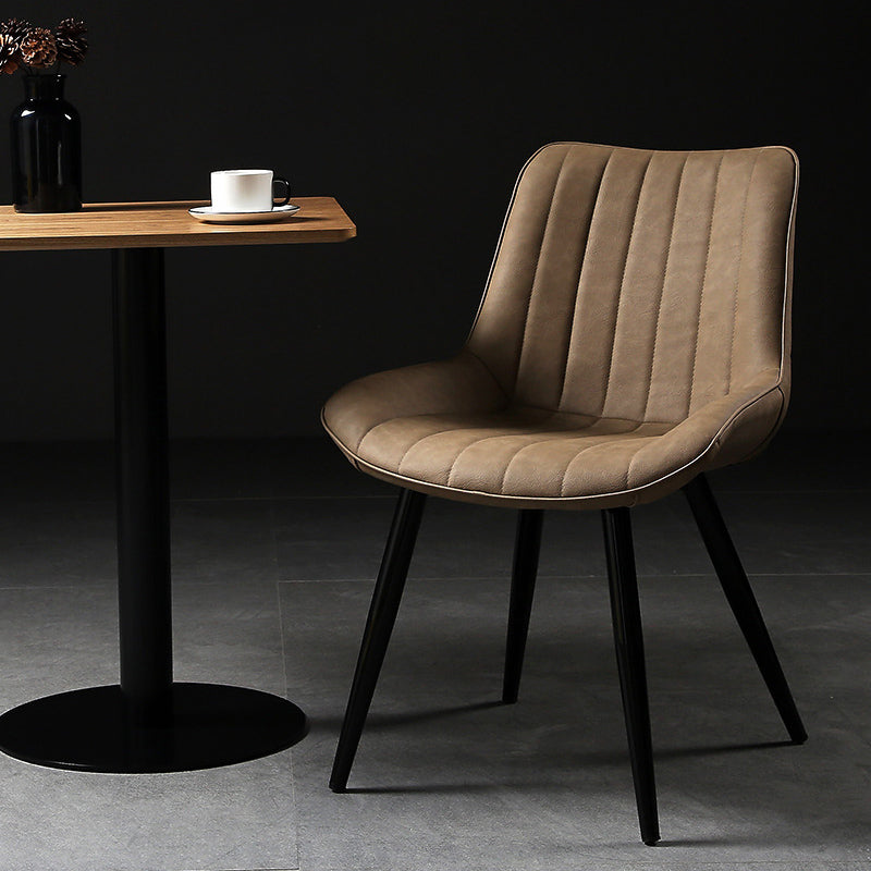 Industrial Style Faux Leather Chair Armless Side Chairs with Metal Legs for Kitchen