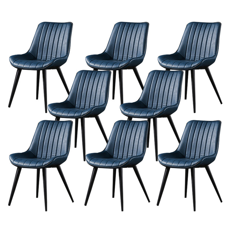 Industrial Style Faux Leather Chair Armless Side Chairs with Metal Legs for Kitchen