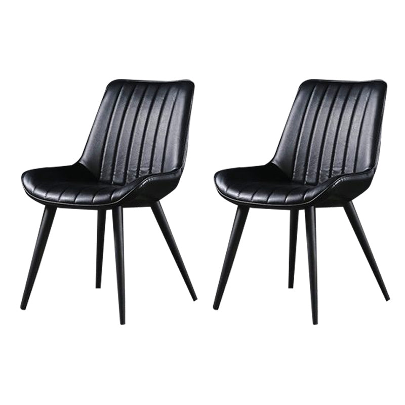 Industrial Style Faux Leather Chair Armless Side Chairs with Metal Legs for Kitchen