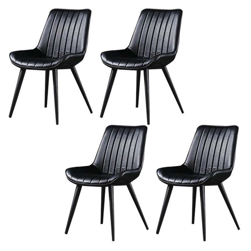 Industrial Style Faux Leather Chair Armless Side Chairs with Metal Legs for Kitchen