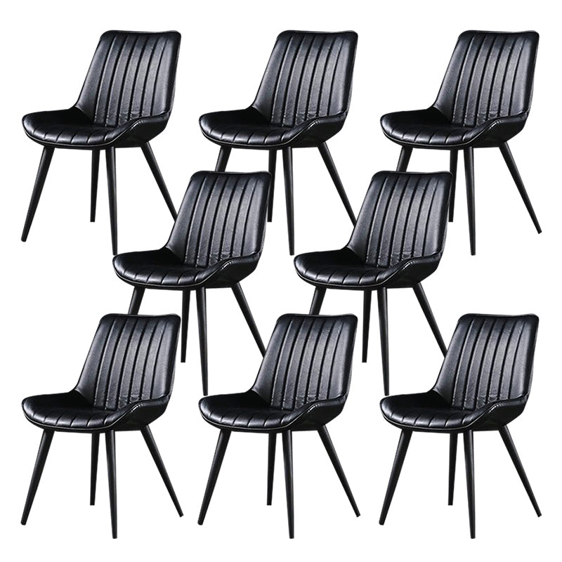 Industrial Style Faux Leather Chair Armless Side Chairs with Metal Legs for Kitchen