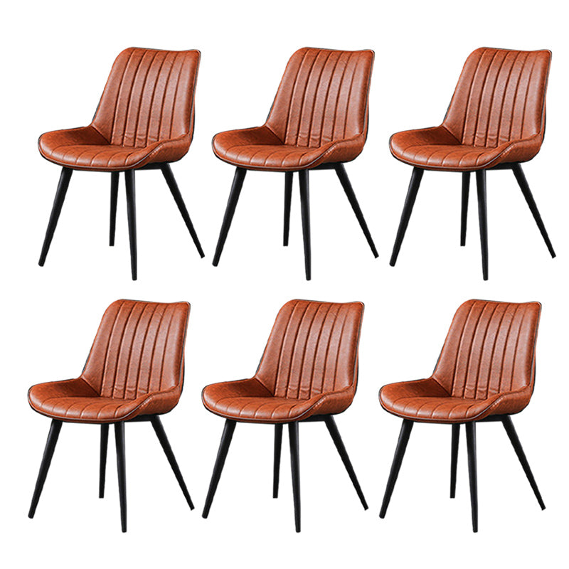 Industrial Style Faux Leather Chair Armless Side Chairs with Metal Legs for Kitchen