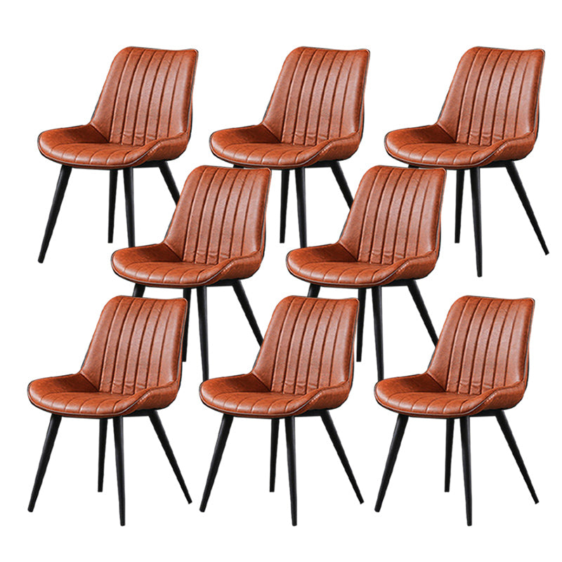 Industrial Style Faux Leather Chair Armless Side Chairs with Metal Legs for Kitchen
