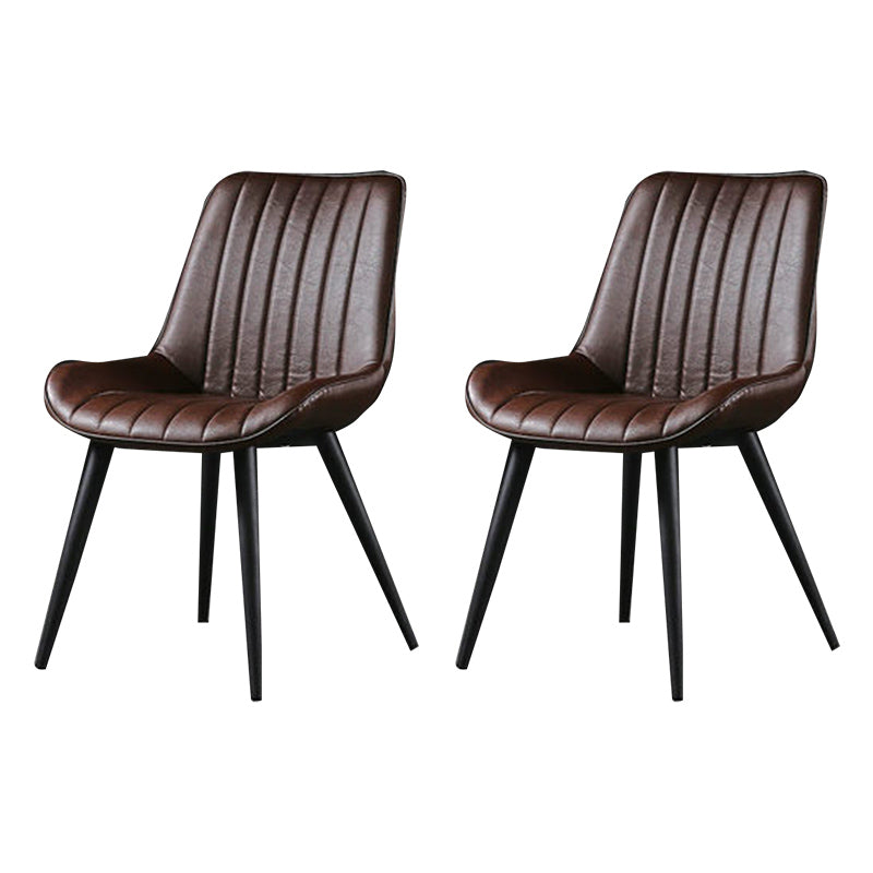 Industrial Style Faux Leather Chair Armless Side Chairs with Metal Legs for Kitchen