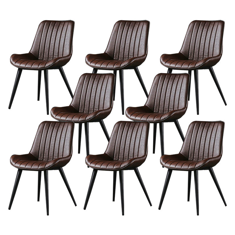 Industrial Style Faux Leather Chair Armless Side Chairs with Metal Legs for Kitchen
