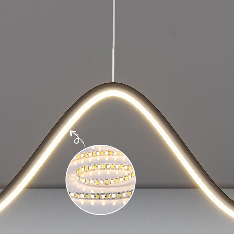 Linear Shape Chandelier Lighting Modern Style Metal 2 Lights Island Lamp in Black/White