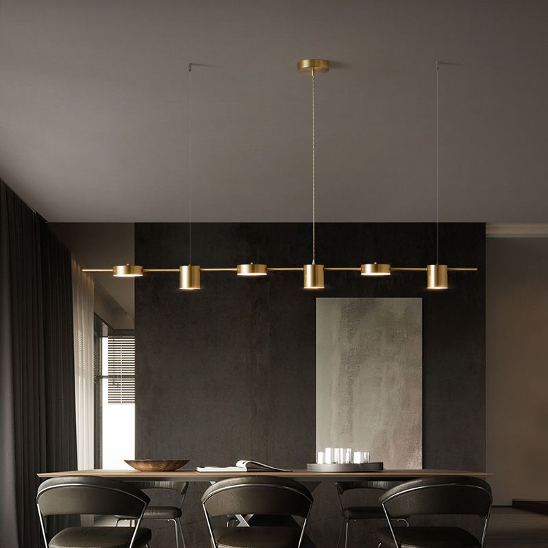 Metal Cylinder Island Pendant Modern Multiple-Light Island Lighting