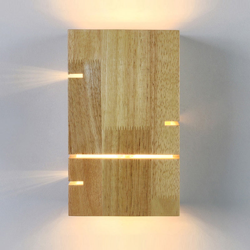 Modernism Beige Finish Single Wall Mounted Sconce LED Wall Light with Wood