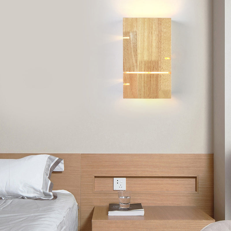 Modernism Beige Finish Single Wall Mounted Sconce LED Wall Light with Wood
