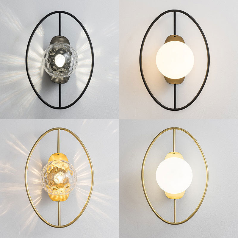 Contemporary Wall Sconce Globe Shade Wall Light Fixture for Bedroom