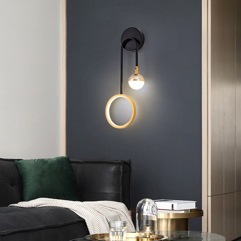 Modern Metal Wall Sconce Circle Shape Wall Light with Silicone Shade for Bedroom