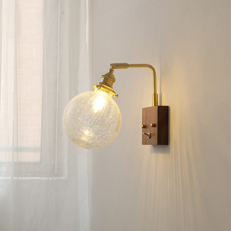 Ball Shape Glass Wall Light Modern Style 1-Light Wall Light Sconce