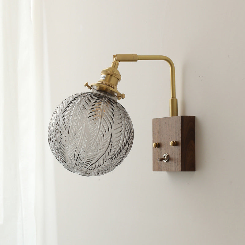 Ball Shape Glass Wall Light Modern Style 1-Light Wall Light Sconce