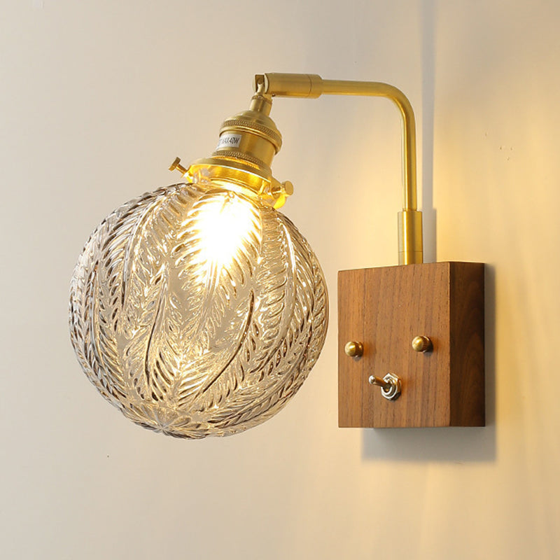 Ball Shape Glass Wall Light Modern Style 1-Light Wall Light Sconce