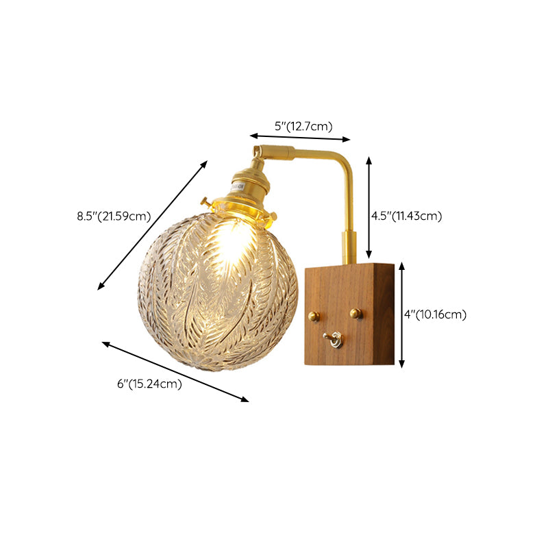 Ball Shape Glass Wall Light Modern Style 1-Light Wall Light Sconce