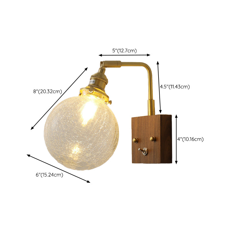 Ball Shape Glass Wall Light Modern Style 1-Light Wall Light Sconce