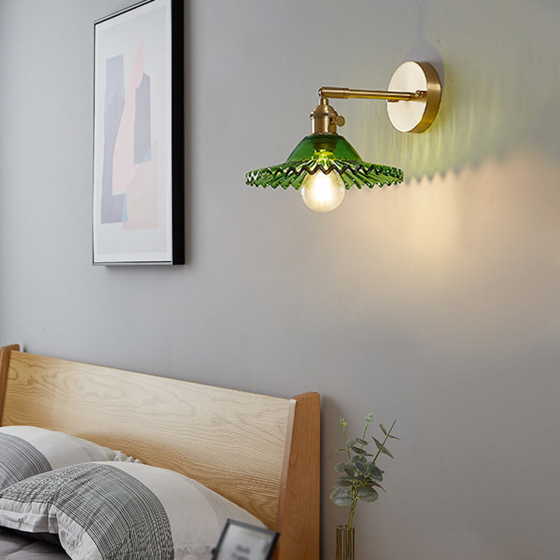 Cone Shape Glass Wall Light Industrial Style 1 Light Wall Light Sconce