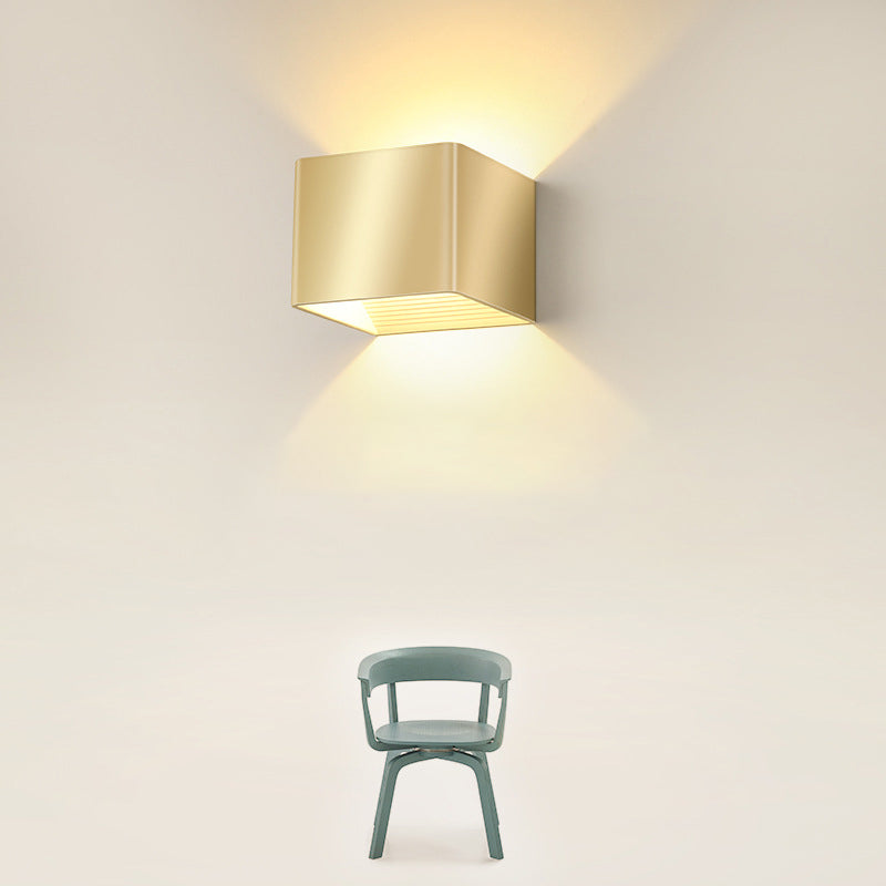 Modern Golden Wall Mounted Sconce Rectangle 2 Lights Shaded Wall Light