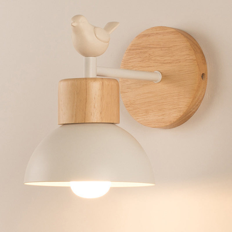 Dome Shape Wood Wall Light Modern Style 1 Light Wall Light Sconce
