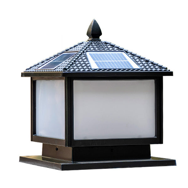 Modern Pillar Lamp Minimalist Solar Lamp with Acrylic Shade for Backyard