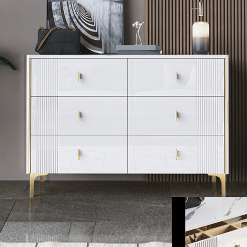 16" W Horizontal Double Dresser Bedroom Slate Top Storage Chest with Drawers