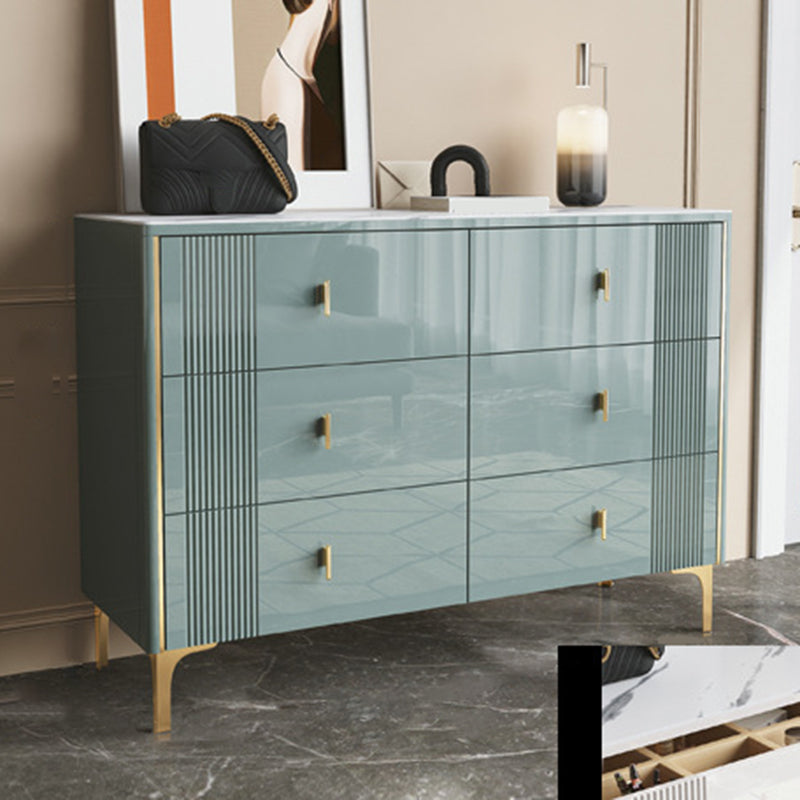 16" W Horizontal Double Dresser Bedroom Slate Top Storage Chest with Drawers