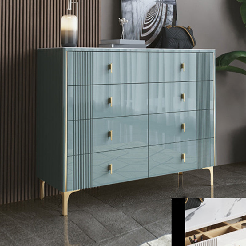 16" W Horizontal Double Dresser Bedroom Slate Top Storage Chest with Drawers