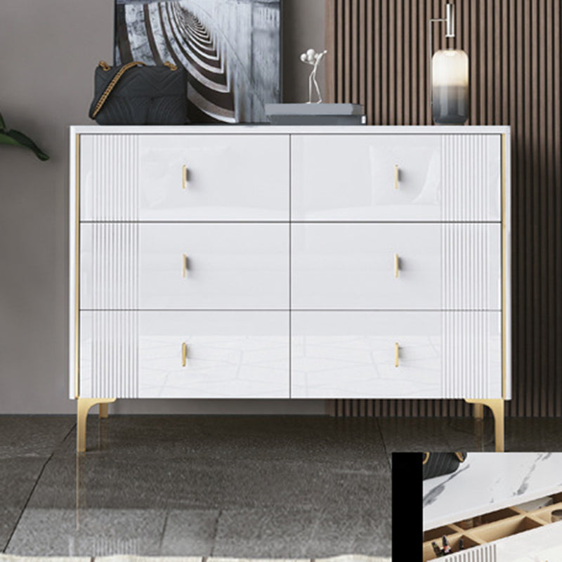 16" W Horizontal Double Dresser Bedroom Slate Top Storage Chest with Drawers