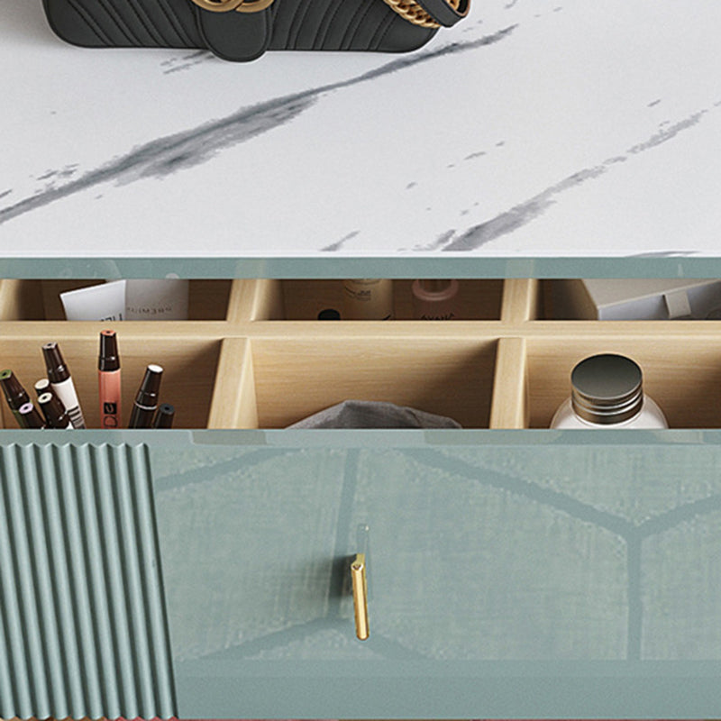 16" W Horizontal Double Dresser Bedroom Slate Top Storage Chest with Drawers