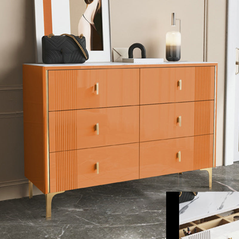 16" W Horizontal Double Dresser Bedroom Slate Top Storage Chest with Drawers