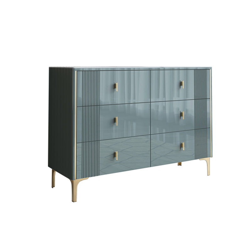 16" W Horizontal Double Dresser Bedroom Slate Top Storage Chest with Drawers